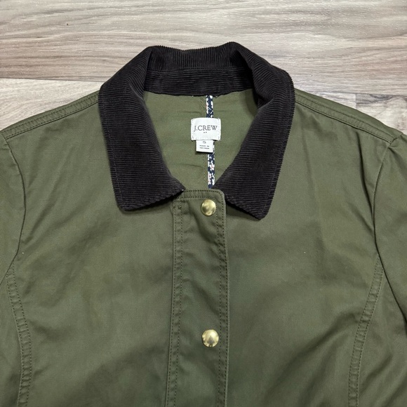 J. Crew Orchid Utility Barn Coat Collared Button Down Olive Green Jacket Size S - Picture 4 of 6